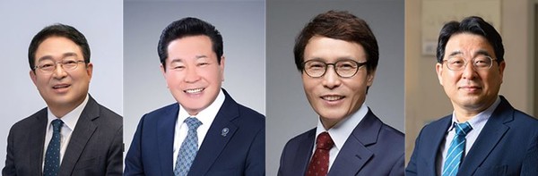 왼쪽부터 황규철(59) 충북옥천군수, 김금석(70) 전주그랜드힐스턴호텔회장, 이남호(66) 전)전북연구원장/전북대총장, 신충식(56) 예수병원장